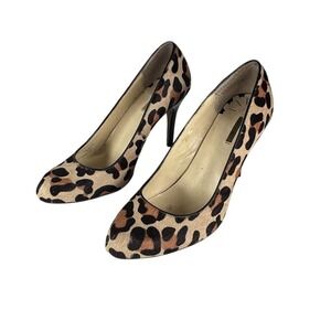 Max Studio‎ Leopard Heels Pumps Size US 7M Faux Fur Exotic Cheetah Animal Print
